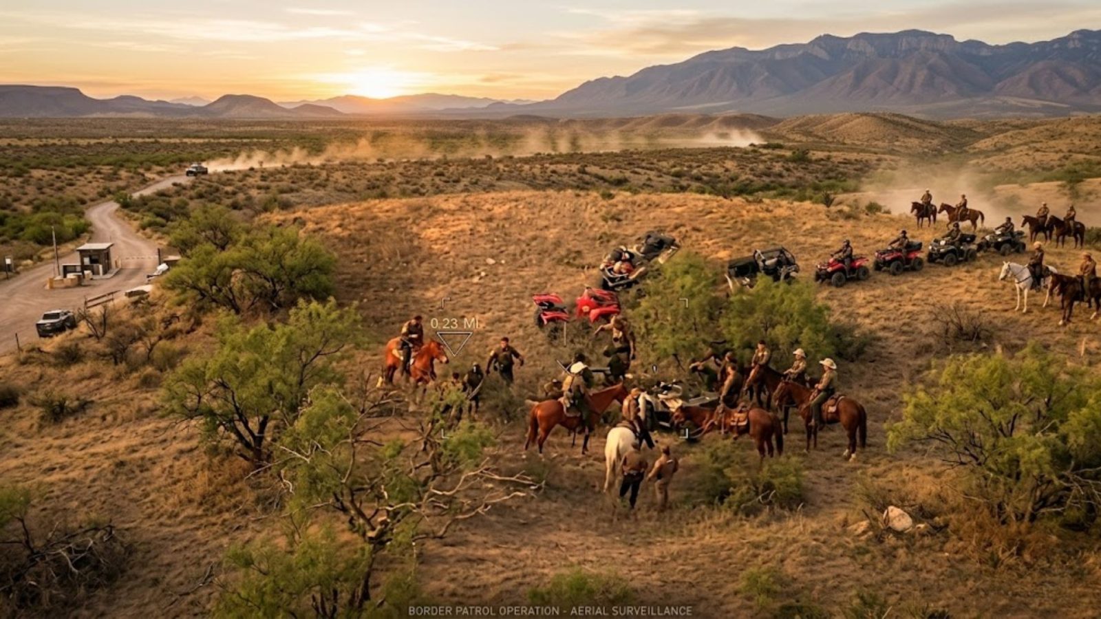 Operativo a caballo en el desierto: Cae integrante del Cártel de Sinaloa entre grupo de 13 migrantes.